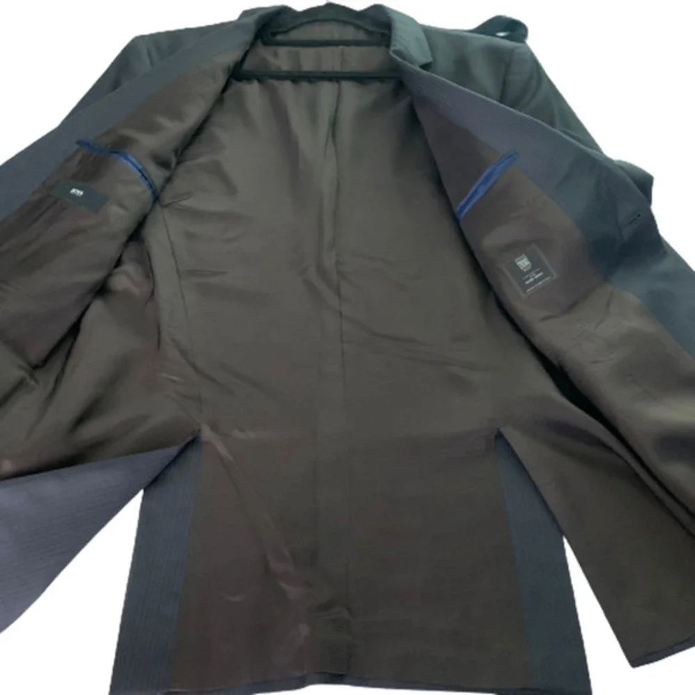 HUGO BOSS Grey Pinstripe‎ Wool Tesse Biella Suit Jacket